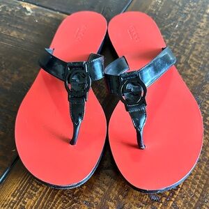 Authentic Gucci Red and Black Flip Flops